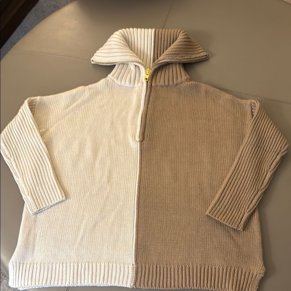 NWOT 525 America Women’s Wool/Cashmere Blend Shaker Stitch 1/2 Zip Sweater.